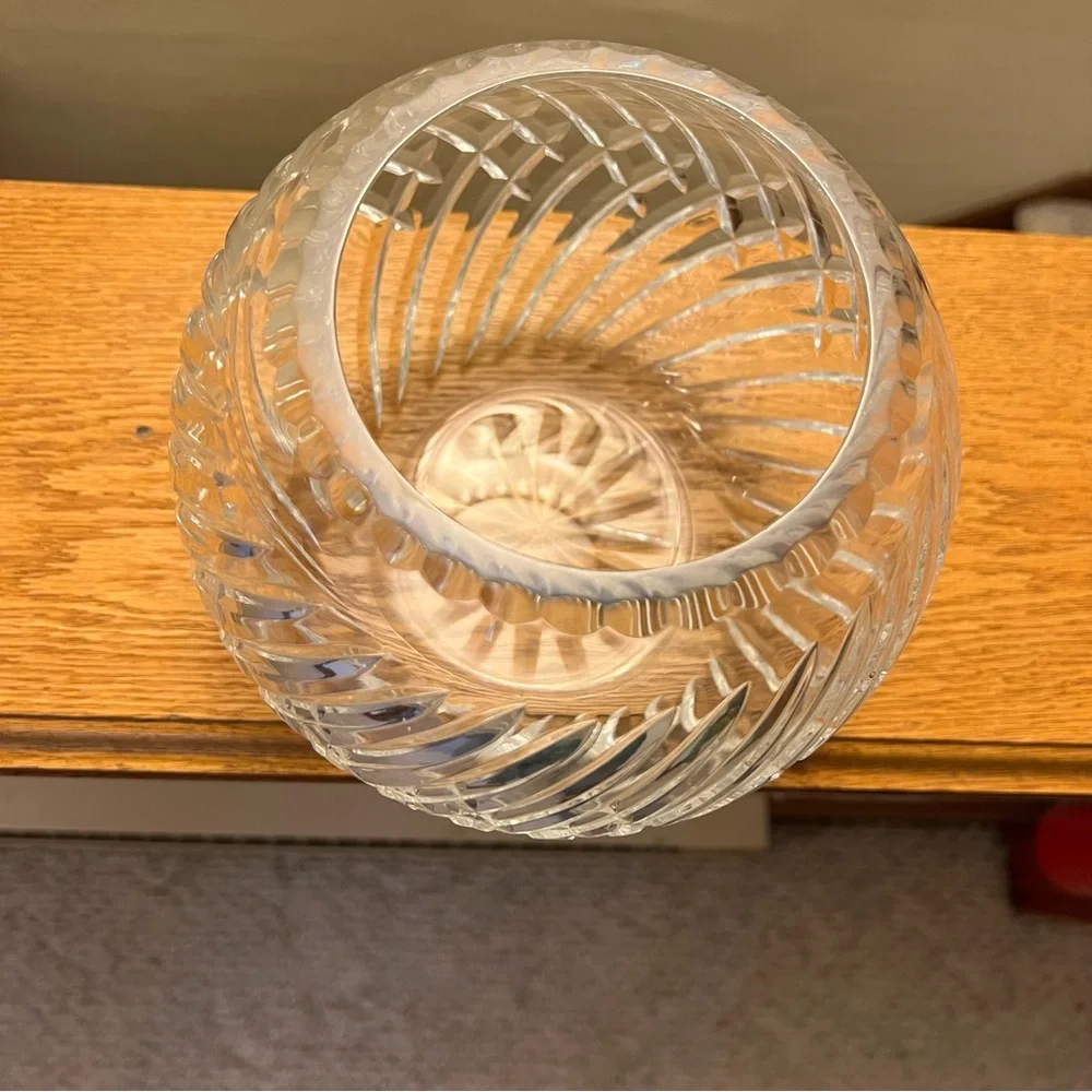 Vintage Mikasa  Leaded Crystal Cut  Large Circular Sphere Vase